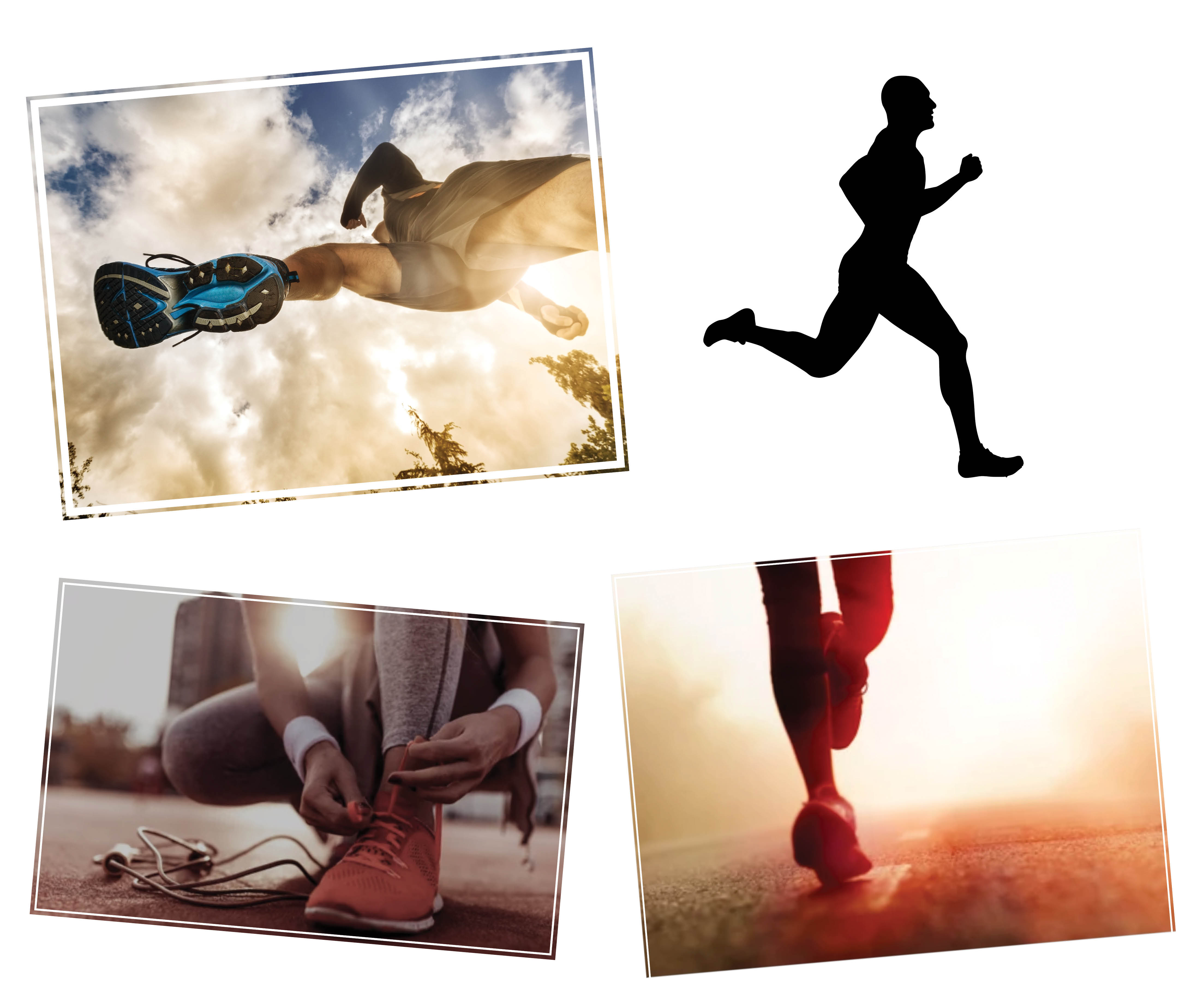 4 Exciting Pictures of Running Moments and Running Shoes.