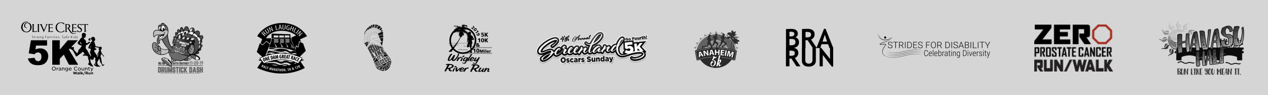 Logos of Organizations who have Capitalized on 5K/10K Runs & Walks to promote their Causes.